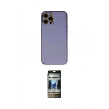 MARSİLYAN™- iPhone 12 Pro Kılıf Yadigar Klasik - Siyah 34D Hayalet Izgaralı Cam