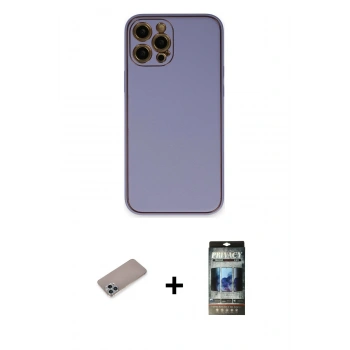 MARSİLYAN™- iPhone 12 Pro Kılıf Yadigar Klasik - Siyah 34D Hayalet Izgaralı Cam + Shine Kamera Lens Koruma Cam - SABE