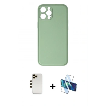 MARSİLYAN™- iPhone 12 Pro Kılıf Yadigar Klasik - Siyah 3D Antistatik Cam Ekran Koruyucu + Shine Kamera Lens - GD