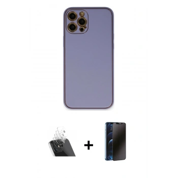 MARSİLYAN™- iPhone 12 Pro Kılıf Yadigar Klasik - Siyah 3D Antistatik Hayalet Cam Ekran Koruyucu + Kamera Lens Koruma Cam - SF