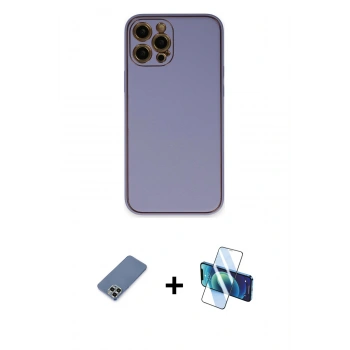 MARSİLYAN™- iPhone 12 Pro Kılıf Yadigar Klasik - Siyah 3D Antistatik Seramik Nano Ekran Koruyucu + Metal Kamera Lens Koruma Cam - AKYL