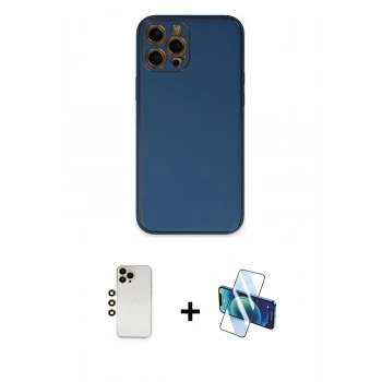 MARSİLYAN™- iPhone 12 Pro Kılıf Yadigar Klasik - Siyah 3D Antistatik Seramik Nano Ekran Koruyucu + Shine Kamera Lens - GD