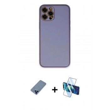 MARSİLYAN™- iPhone 12 Pro Kılıf Yadigar Klasik - Siyah 3D Antistatik Seramik Nano Ekran Koruyucu + Metal Kamera Lens Koruma Cam - MI