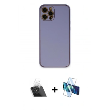 MARSİLYAN™- iPhone 12 Pro Kılıf Yadigar Klasik - Siyah 3D Antistatik Seramik Nano Ekran Koruyucu + Kamera Lens Koruma Cam - SF