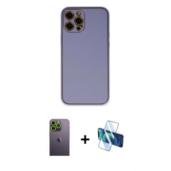 MARSİLYAN™- iPhone 12 Pro Kılıf Yadigar Klasik - Siyah 3D Antistatik Seramik Nano Ekran Koruyucu + Neon Fosforlu Kamera Lens - YL