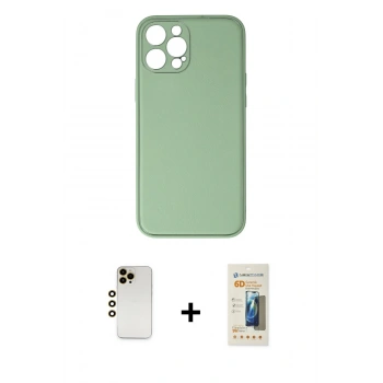 MARSİLYAN™- iPhone 12 Pro Kılıf Yadigar Klasik - Siyah 6D Mat Seramik Hayalet Nano Ekran Koruyucu + Shine Kamera Lens - GD