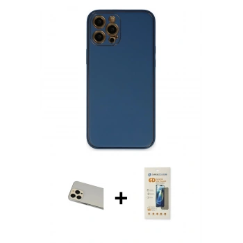 MARSİLYAN™- iPhone 12 Pro Kılıf Yadigar Klasik - Siyah 6D Mat Seramik Hayalet Nano Ekran Koruyucu + Rainbow Kamera Lens Koruma Cam - GD