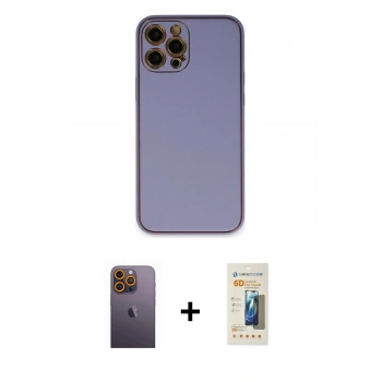 MARSİLYAN™- iPhone 12 Pro Kılıf Yadigar Klasik - Siyah 6D Mat Seramik Hayalet Nano Ekran Koruyucu + Neon Fosforlu Kamera Lens - SI