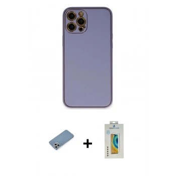 MARSİLYAN™- iPhone 12 Pro Kılıf Yadigar Klasik - Siyah Polymer Nano Ekran Koruyucu + Shine Kamera Lens Koruma Cam - GS