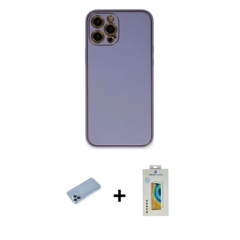 MARSİLYAN™- iPhone 12 Pro Kılıf Yadigar Klasik - Siyah Polymer Nano Ekran Koruyucu + Shine Kamera Lens Koruma Cam - MI