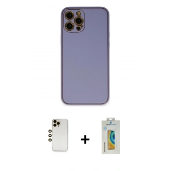 MARSİLYAN™- iPhone 12 Pro Kılıf Yadigar Klasik - Siyah Polymer Nano Ekran Koruyucu + Shine Kamera Lens - GD