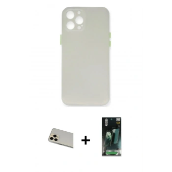 MARSİLYAN™- iPhone 12 Pro Kılıf Yadigar Yansıma Serisi - Şeffaf 360 Full Body Arka Koruyucu + Rainbow Kamera Lens Koruma Cam - GD