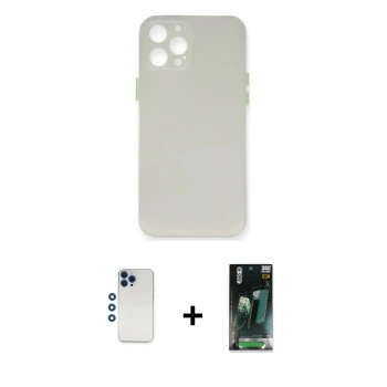 MARSİLYAN™- iPhone 12 Pro Kılıf Yadigar Yansıma Serisi - Şeffaf 360 Full Body Arka Koruyucu + Shine Kamera Lens - MI