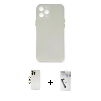 MARSİLYAN™- iPhone 12 Pro Kılıf Yadigar Yansıma Serisi - Şeffaf Uv Polymer Nano Ekran Koruyucu + Shine Kamera Lens - GD