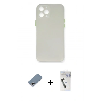MARSİLYAN™- iPhone 12 Pro Kılıf Yadigar Yansıma Serisi - Şeffaf Uv Polymer Nano Ekran Koruyucu + Metal Kamera Lens Koruma Cam - GS