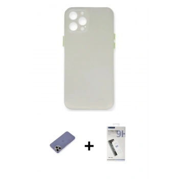MARSİLYAN™- iPhone 12 Pro Kılıf Yadigar Yansıma Serisi - Şeffaf Uv Polymer Nano Ekran Koruyucu + Metal Kamera Lens Koruma Cam - GD