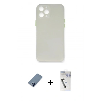 MARSİLYAN™- iPhone 12 Pro Kılıf Yadigar Yansıma Serisi - Şeffaf Uv Polymer Nano Ekran Koruyucu + Metal Kamera Lens Koruma Cam - MI
