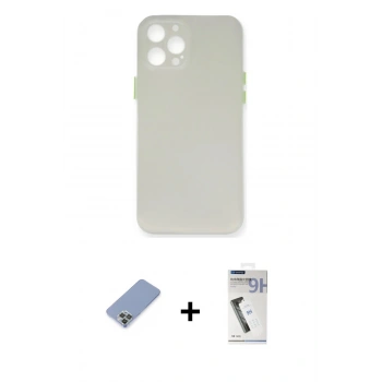 MARSİLYAN™- iPhone 12 Pro Kılıf Yadigar Yansıma Serisi - Şeffaf Uv Polymer Nano Ekran Koruyucu + Metal Kamera Lens Koruma Cam - KUYL