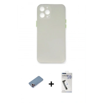 MARSİLYAN™- iPhone 12 Pro Kılıf Yadigar Yansıma Serisi - Şeffaf Uv Polymer Nano Ekran Koruyucu + Shine Kamera Lens Koruma Cam - PE