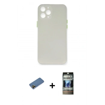 MARSİLYAN™- iPhone 12 Pro Kılıf Yadigar Yansıma Serisi - Siyah 34D Hayalet Izgaralı Cam + Shine Kamera Lens Koruma Cam - GD