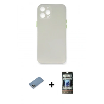 MARSİLYAN™- iPhone 12 Pro Kılıf Yadigar Yansıma Serisi - Siyah 34D Hayalet Izgaralı Cam + Shine Kamera Lens Koruma Cam - GS