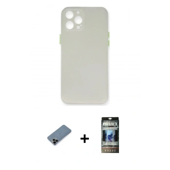 MARSİLYAN™- iPhone 12 Pro Kılıf Yadigar Yansıma Serisi - Siyah 34D Hayalet Izgaralı Cam + Shine Kamera Lens Koruma Cam - SH