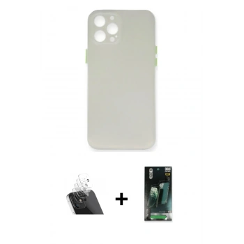 MARSİLYAN™- iPhone 12 Pro Kılıf Yadigar Yansıma Serisi - Siyah 360 Mat Full Body Arka Koruyucu + Kamera Lens Koruma Cam - SF