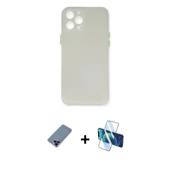 MARSİLYAN™- iPhone 12 Pro Kılıf Yadigar Yansıma Serisi - Siyah 3D Antistatik Seramik Nano Ekran Koruyucu + Metal Kamera Lens Koruma Cam - MI