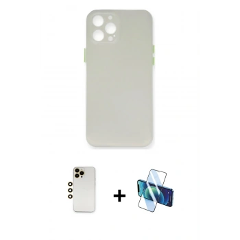 MARSİLYAN™- iPhone 12 Pro Kılıf Yadigar Yansıma Serisi - Siyah 3D Antistatik Seramik Nano Ekran Koruyucu + Shine Kamera Lens - GD
