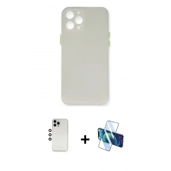 MARSİLYAN™- iPhone 12 Pro Kılıf Yadigar Yansıma Serisi - Siyah 3D Antistatik Seramik Nano Ekran Koruyucu + Shine Kamera Lens - GS