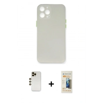 MARSİLYAN™- iPhone 12 Pro Kılıf Yadigar Yansıma Serisi - Siyah 6D Mat Seramik Hayalet Nano Ekran Koruyucu + Shine Kamera Lens - GD