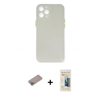 MARSİLYAN™- iPhone 12 Pro Kılıf Yadigar Yansıma Serisi - Siyah 6D Mat Seramik Hayalet Nano Ekran Koruyucu + Shine Kamera Lens Koruma Cam - SABE
