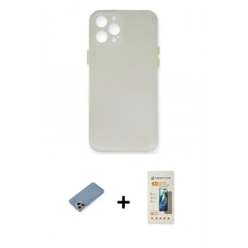 MARSİLYAN™- iPhone 12 Pro Kılıf Yadigar Yansıma Serisi - Siyah 6D Mat Seramik Hayalet Nano Ekran Koruyucu + Shine Kamera Lens Koruma Cam - GI