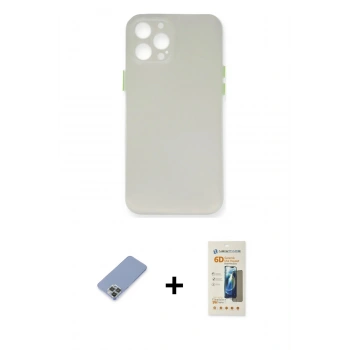 MARSİLYAN™- iPhone 12 Pro Kılıf Yadigar Yansıma Serisi - Siyah 6D Mat Seramik Hayalet Nano Ekran Koruyucu + Metal Kamera Lens Koruma Cam - KUYL