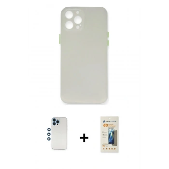 MARSİLYAN™- iPhone 12 Pro Kılıf Yadigar Yansıma Serisi - Siyah 6D Mat Seramik Hayalet Nano Ekran Koruyucu + Shine Kamera Lens - MI
