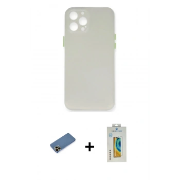 MARSİLYAN™- iPhone 12 Pro Kılıf Yadigar Yansıma Serisi - Siyah Polymer Nano Ekran Koruyucu + Shine Kamera Lens Koruma Cam - GD