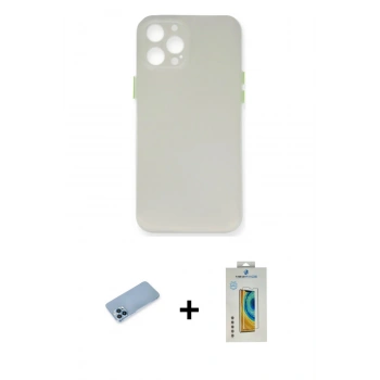 MARSİLYAN™- iPhone 12 Pro Kılıf Yadigar Yansıma Serisi - Siyah Polymer Nano Ekran Koruyucu + Shine Kamera Lens Koruma Cam - MI