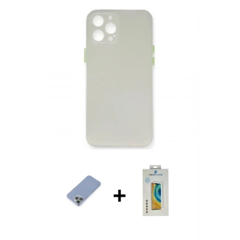MARSİLYAN™- iPhone 12 Pro Kılıf Yadigar Yansıma Serisi - Siyah Polymer Nano Ekran Koruyucu + Metal Kamera Lens Koruma Cam - KUYL