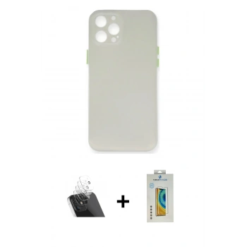 MARSİLYAN™- iPhone 12 Pro Kılıf Yadigar Yansıma Serisi - Siyah Polymer Nano Ekran Koruyucu + Kamera Lens Koruma Cam - SF