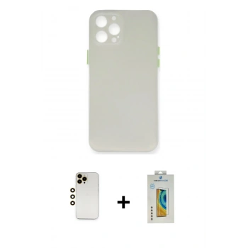 MARSİLYAN™- iPhone 12 Pro Kılıf Yadigar Yansıma Serisi - Siyah Polymer Nano Ekran Koruyucu + Shine Kamera Lens - GD