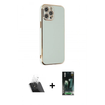 MARSİLYAN™- iPhone 12 Pro Kılıf Yankı Serisi - Şeffaf 360 Full Body Arka Koruyucu + Kamera Lens Koruma Cam - SF