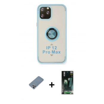 MARSİLYAN™- iPhone 12 Pro Kılıf Yörünge Çizgi - Şeffaf 360 Full Body Arka Koruyucu + Metal Kamera Lens Koruma Cam - GS