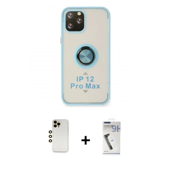 MARSİLYAN™- iPhone 12 Pro Kılıf Yörünge Çizgi - Şeffaf Uv Polymer Nano Ekran Koruyucu + Shine Kamera Lens - GD