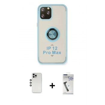 MARSİLYAN™- iPhone 12 Pro Kılıf Yörünge Çizgi - Şeffaf Uv Polymer Nano Ekran Koruyucu + Shine Kamera Lens - GS