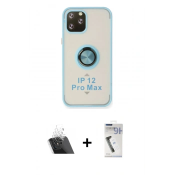 MARSİLYAN™- iPhone 12 Pro Kılıf Yörünge Çizgi - Şeffaf Uv Polymer Nano Ekran Koruyucu + Kamera Lens Koruma Cam - SF