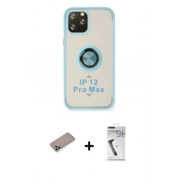 MARSİLYAN™- iPhone 12 Pro Kılıf Yörünge Çizgi - Şeffaf Uv Polymer Nano Ekran Koruyucu + Shine Kamera Lens Koruma Cam - SABE