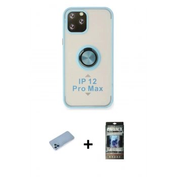 MARSİLYAN™- iPhone 12 Pro Kılıf Yörünge Çizgi - Siyah 34D Hayalet Izgaralı Cam + Shine Kamera Lens Koruma Cam - MI