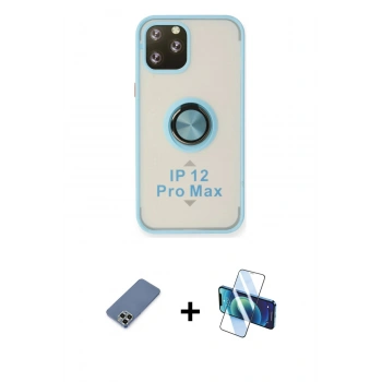 MARSİLYAN™- iPhone 12 Pro Kılıf Yörünge Çizgi - Siyah 3D Antistatik Seramik Nano Ekran Koruyucu + Metal Kamera Lens Koruma Cam - AKYL