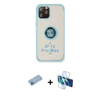 MARSİLYAN™- iPhone 12 Pro Kılıf Yörünge Çizgi - Siyah 3D Antistatik Seramik Nano Ekran Koruyucu + Shine Kamera Lens Koruma Cam - MI