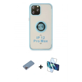 MARSİLYAN™- iPhone 12 Pro Kılıf Yörünge Çizgi - Siyah 3D Antistatik Seramik Nano Ekran Koruyucu + Shine Kamera Lens Koruma Cam - PE